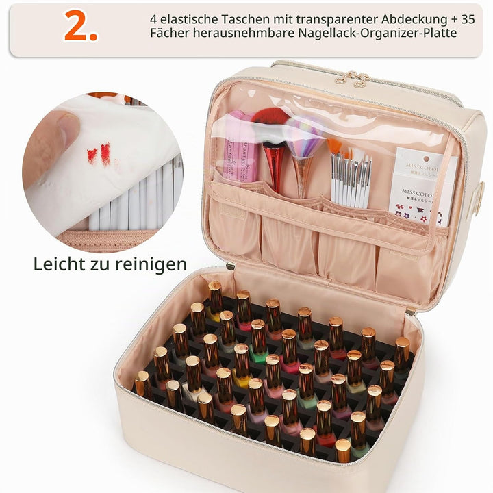 Nagellack Aufbewahrung, Doppelschicht Nagellack Organizer Tasche, Reise Aufbewahrungsbox für 45 Flas