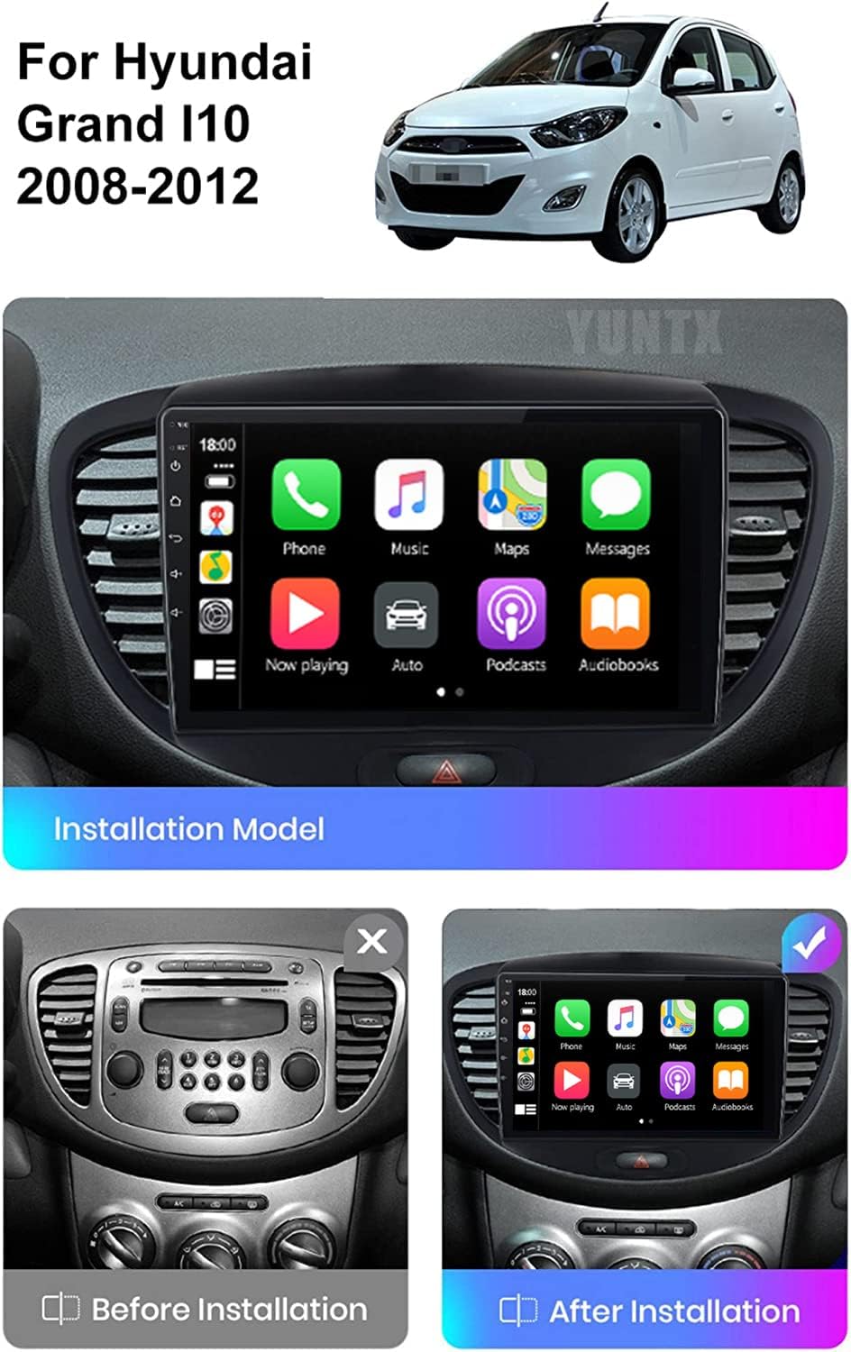 [6GB+128GB] Android 14 Autoradio für Hyundai Grand i10 (2007-2013)-[Integriertes CarPlay/Android Aut