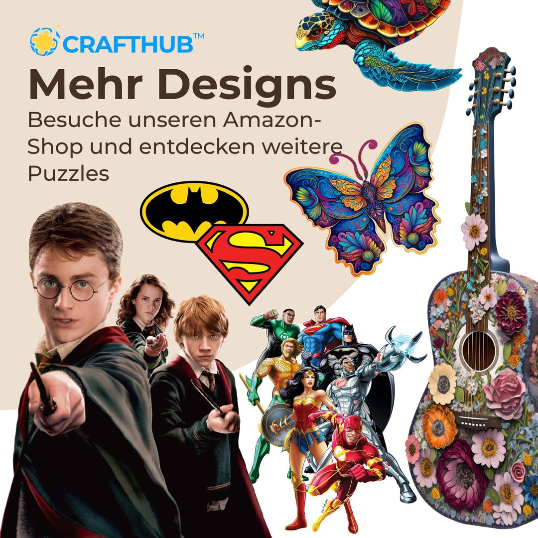 Crafthub Premium Holzpuzzle für Erwachsene & Kinder – A3 Harry Potter Puzzle – 201 Teile – Feine Sel
