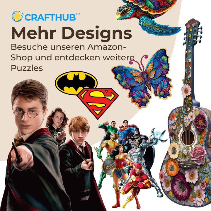 Crafthub Premium Holzpuzzle für Erwachsene & Kinder – A3 Harry Potter Puzzle – 201 Teile – Feine Sel