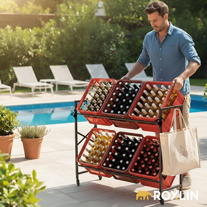 Roxlin Getränkekistenregal für 3/6 Kisten – Schwerlastregal aus Metall für Bier- & Wasserkisten – Ge