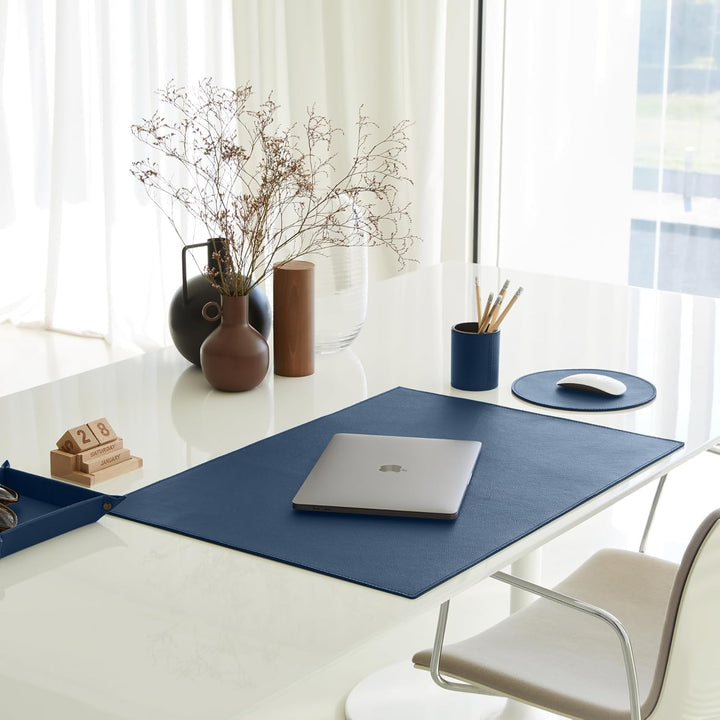 Eglooh - Iris - Taschenleerer aus echtem Leder Blau - Schreibtisch-Organizer mit modernem Design - A