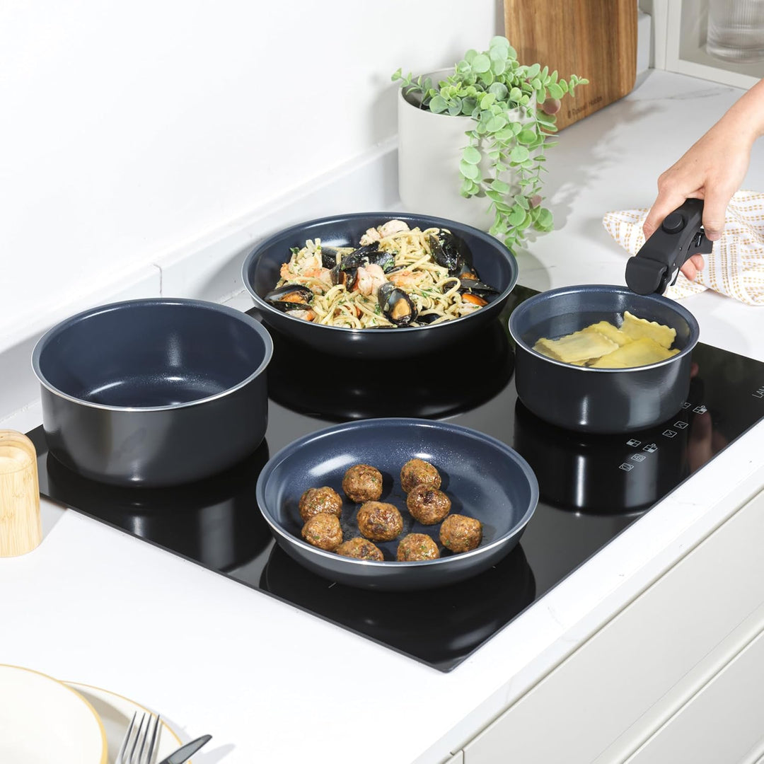 Russell Hobbs Kochtopf Set 5-teilig, Töpfe und Pfannen Kochgeschirr mit Keramikbeschichtung, Smart C