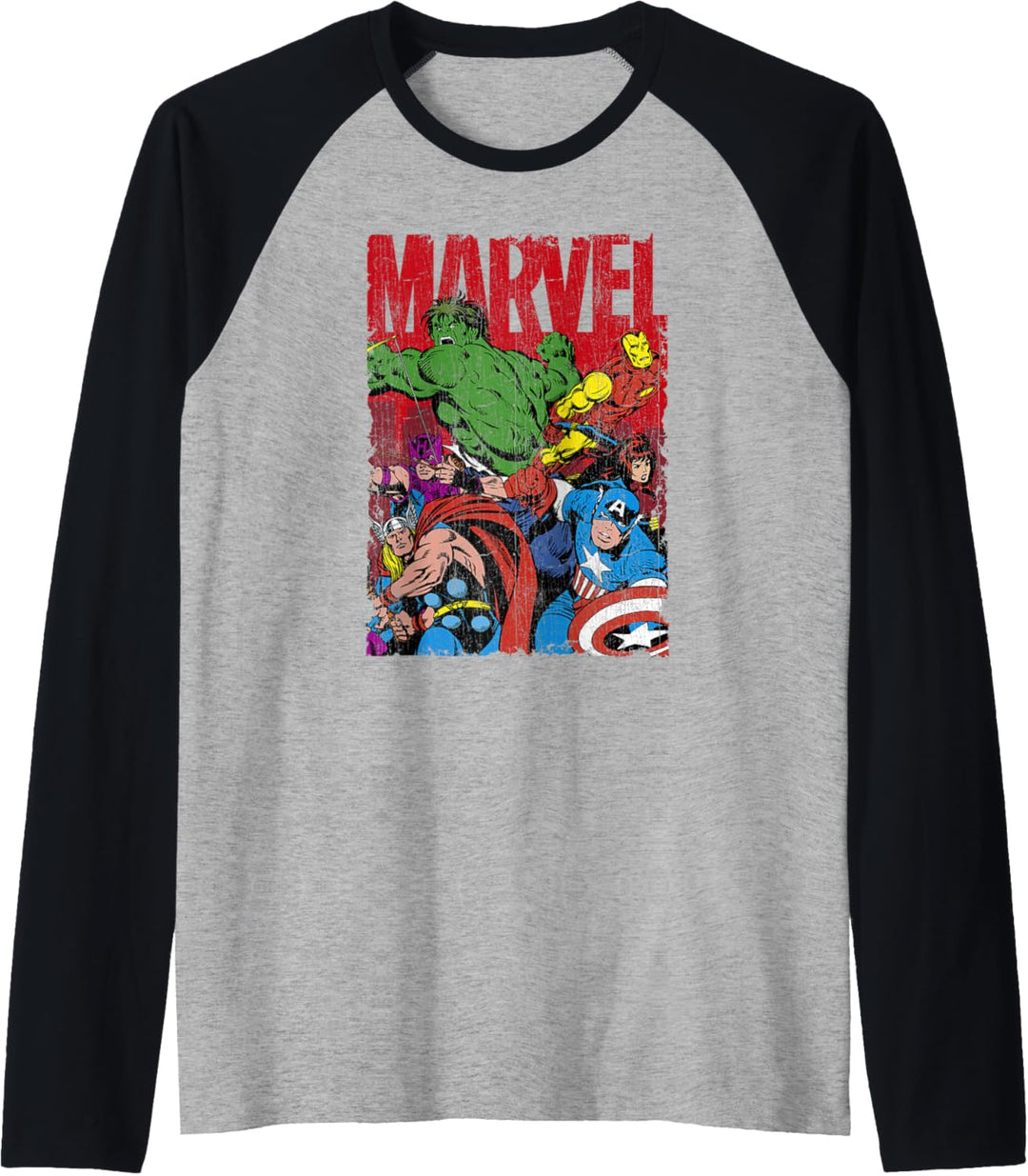 Marvel Avengers Vintage Comic Team Up Group Shot Raglan