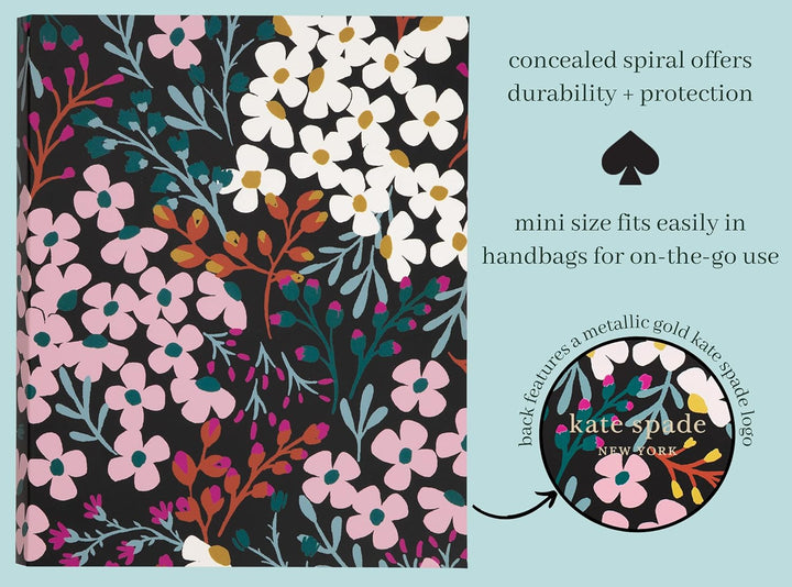 Kate Spade New York Concealed Mini Spiral Notebook, 8.25" x 6.75" Journal Notebook with 112 Lined Pa
