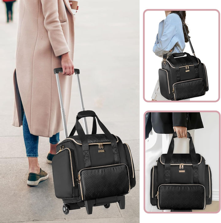 Rollbare Make-up Tasche mit 4 Einzelnen Koffern, professioneller Makeup Koffer mit Rollen Reisetasch