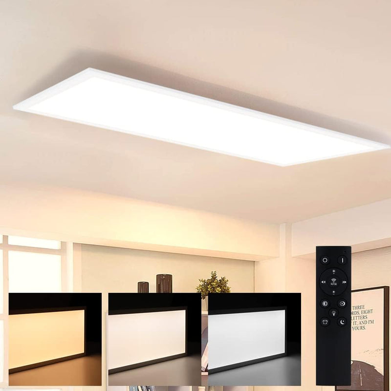 CBJKTX LED Deckenleuchte Dimmbar Panel - Flach Deckenlampe Wohnzimmer mit Fernbedienung 100x25CM Küc