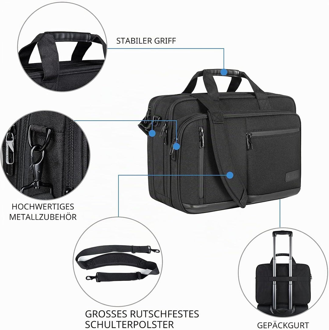 VANKEAN Laptoptasche Damen Herren Business Aktentasche 17.3 Zoll, Passend für bis zu Laptops, Wasser