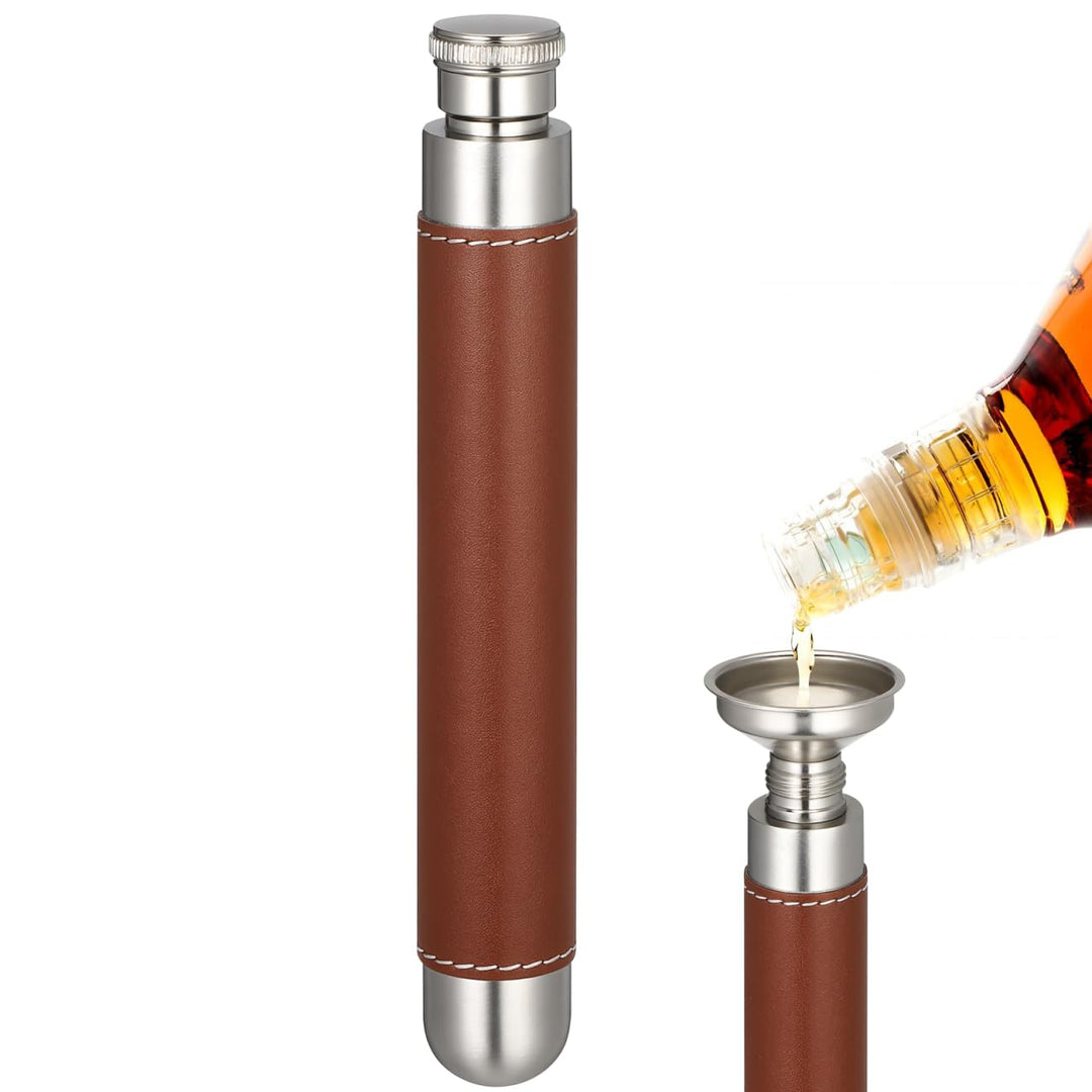 ELAYARD Tragbare WeinröHre Aus Edelstahl Mit Lederbezug Kompakter Mini-Weintopf FüR Outdoor Barzubeh