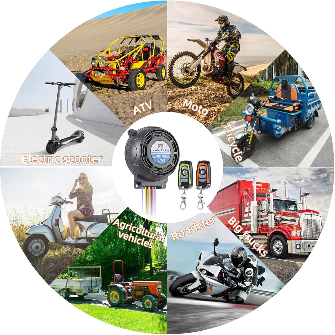 Rupse Motorrad Alarm 125dB, Motorrad Alarmanlage mit Start und Stoppfunktion, 2 Fernbedienung, draht