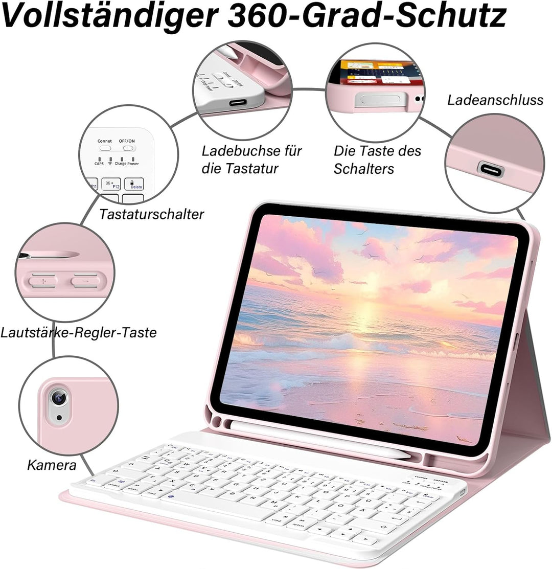 SZPSGC Hülle mit Tastatur für iPad A16 11. /10.Generation 11/10,9 Zoll 2025/2022, Magnetisches Anti-