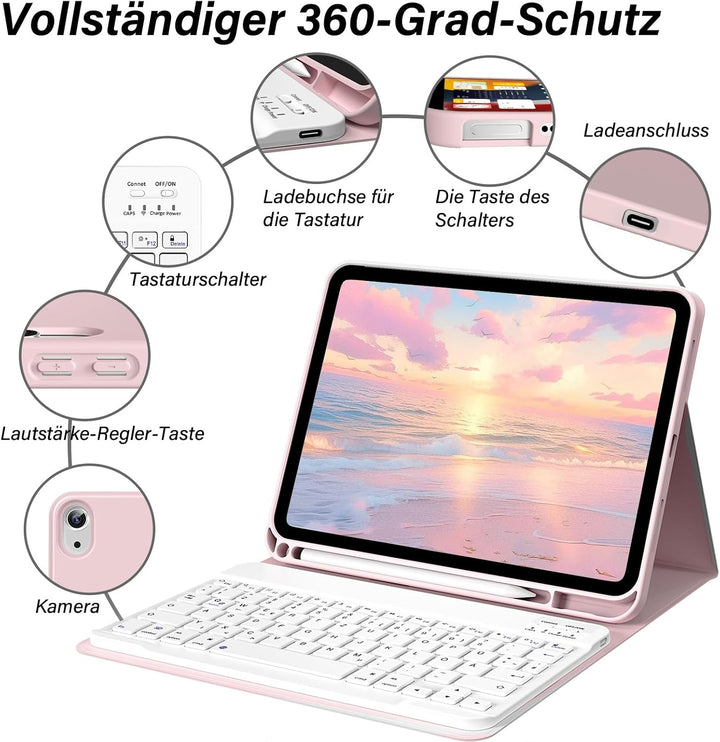 SZPSGC Hülle mit Tastatur für iPad A16 11. /10.Generation 11/10,9 Zoll 2025/2022, Magnetisches Anti-