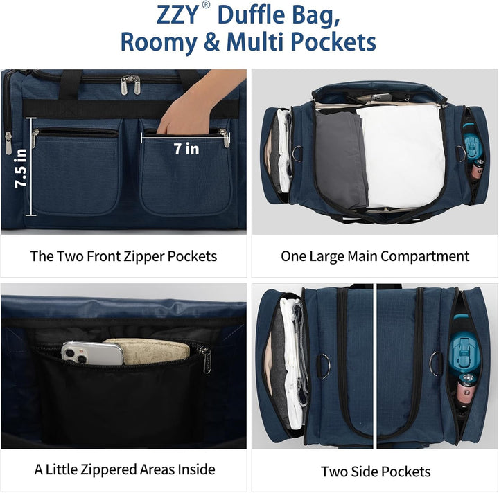 ZZY 55L Sporttasche Gross Herren – wasserdichte Weekender Tasche mit 2 Seitentaschen für Fitness, Gy
