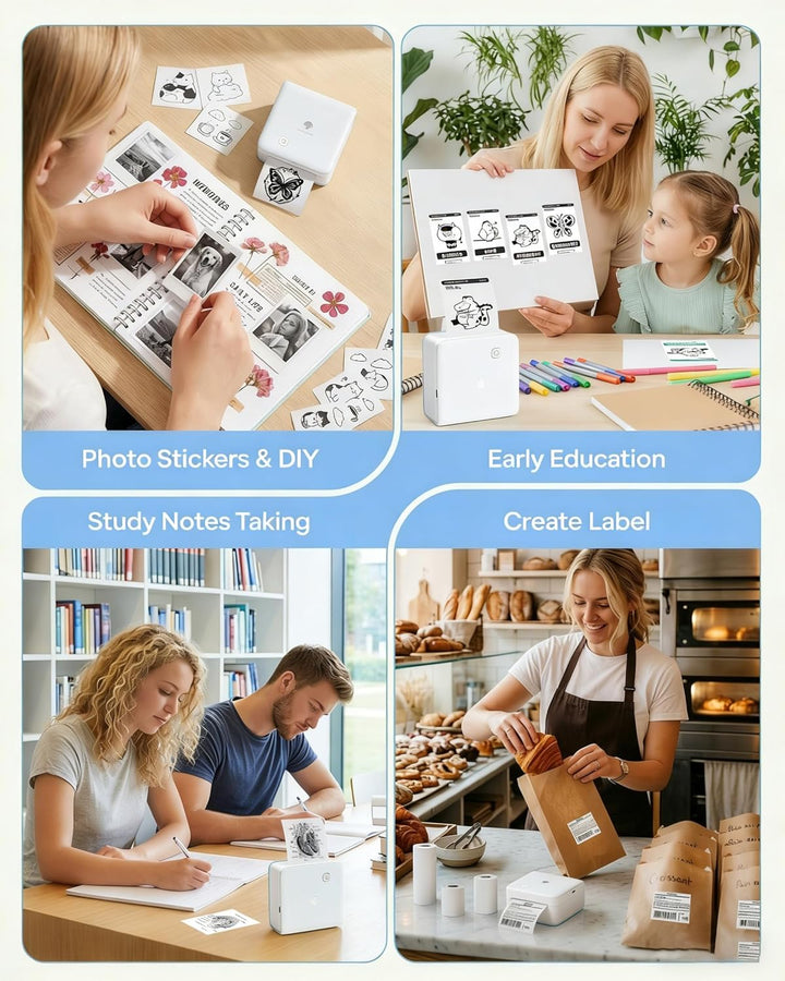 Phomemo M02 Pro Mini Drucker für Smartphone, Sticker Drucker 300 DPI Mini Thermodrucker Tiny Printer