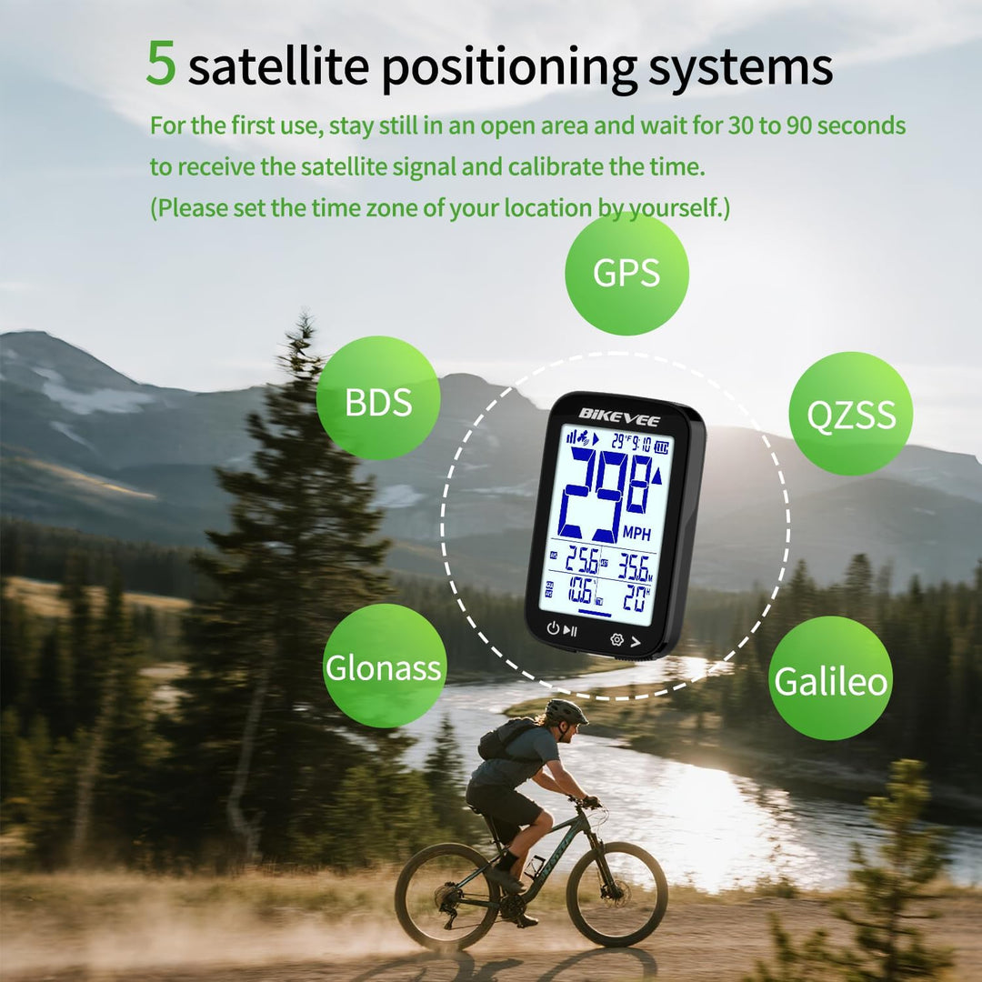 GPS Fahrradcomputer Kabellos Wasserdicht 2.4 Zoll FSTN Display IPX7 28h Akkulaufzeit Leichtes Fahrra