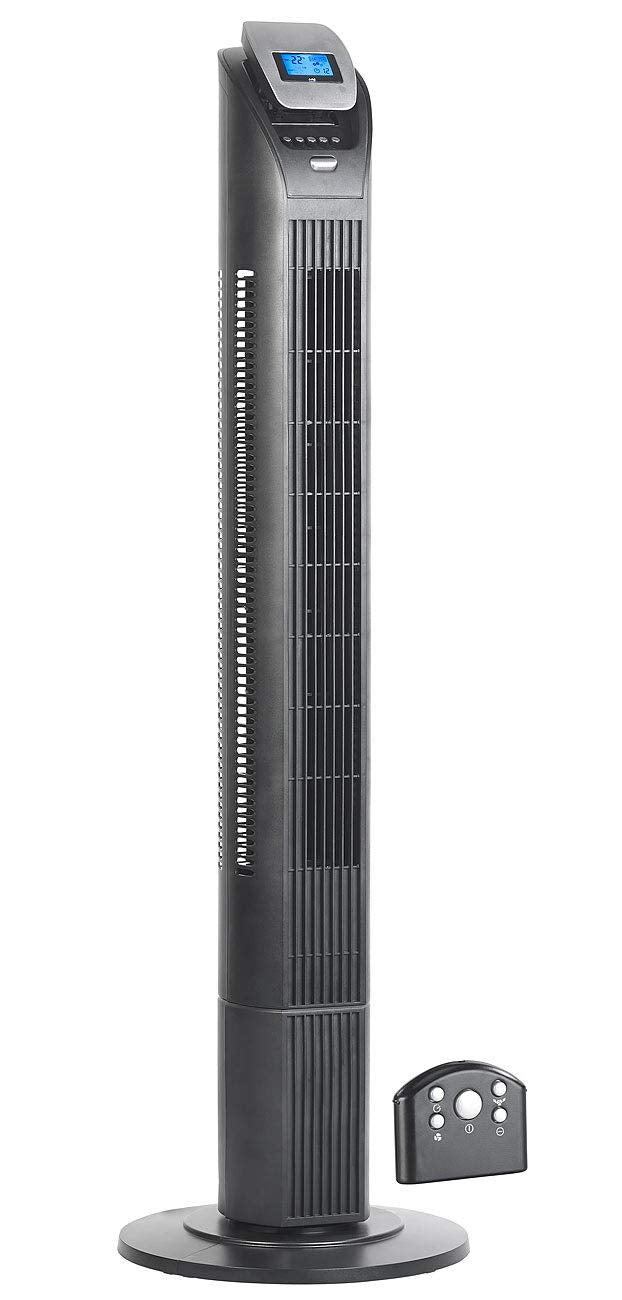 Sichler Haushaltsgeräte Turmventilator leise: 3-stufiger Design-Turmventilator mit Ionisator, 75°-Os