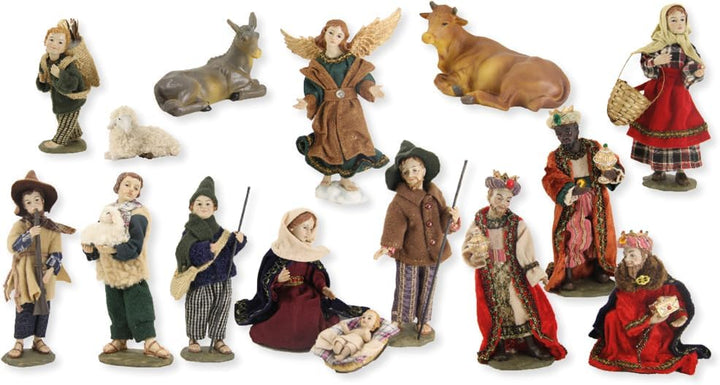 FADEDA 15x Krippenfiguren alpenländisch, Ankleidefiguren/Höhe:10 cm/handbemalt/detailgetreue Krippen