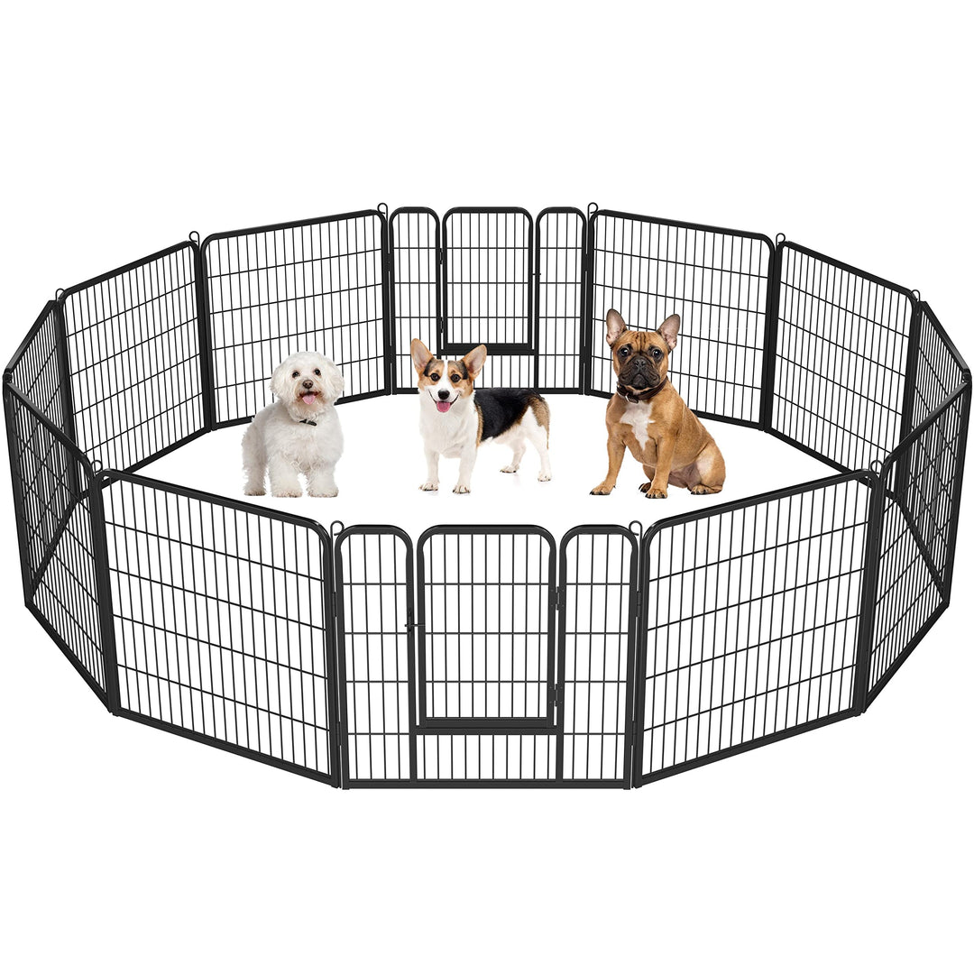 Yaheetech 12 eckig Welpenlaufstall Tierlaufstall Freigehege Welpenauslauf Hunde Laufstall 80cm hoch