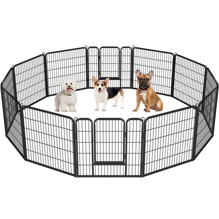 Yaheetech 12 eckig Welpenlaufstall Tierlaufstall Freigehege Welpenauslauf Hunde Laufstall 80cm hoch