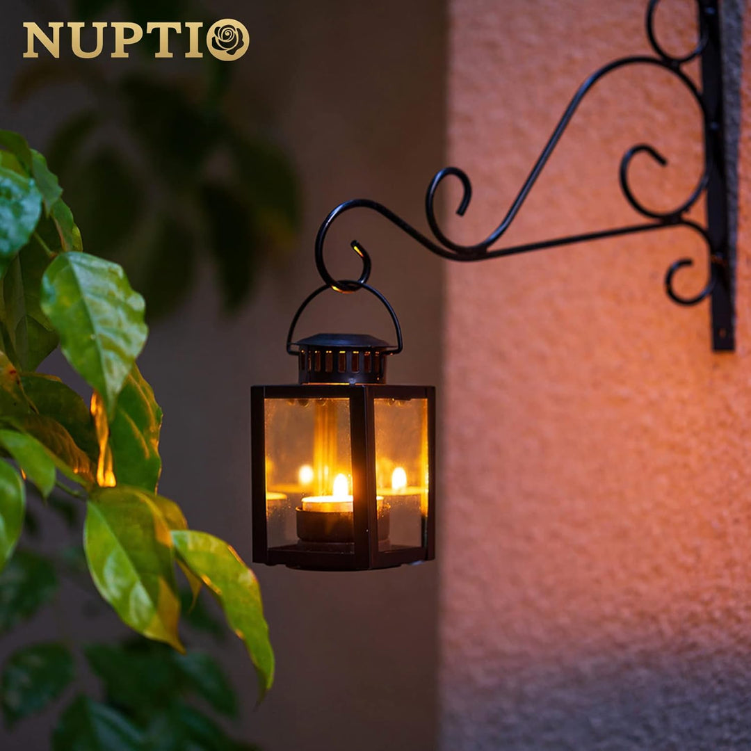 NUPTIO Laterne Klein für Teelichter Draussen: 4 Stück Mini Teelicht Laternen Kleine Outdoor Schwarz