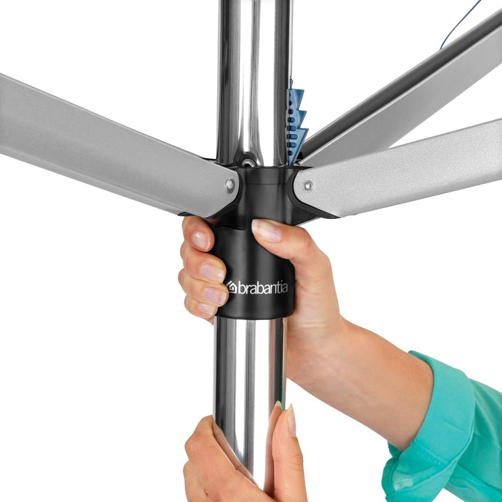 Brabantia 310805 Topspinner Wäschespinne mit 45mm Metallbodenanker, Rotary, silber, 50m 50m Wäschesp