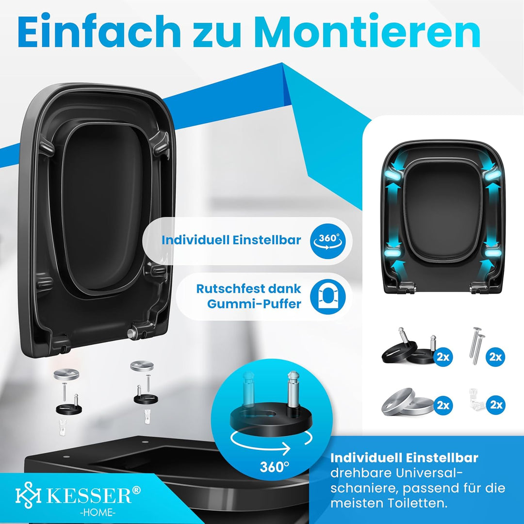 KESSER® WC Sitz mit Absenkautomatik Toilettendeckel Quick-Release-Funktion und Softclose - einfache