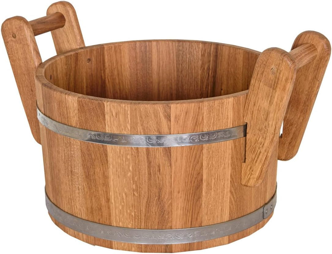 Waldmeister Bonpos Aufgusskübel 23 Liter Sauna Eimer Holz Eiche Pflanzkübel D 43cm Garten Terrasse