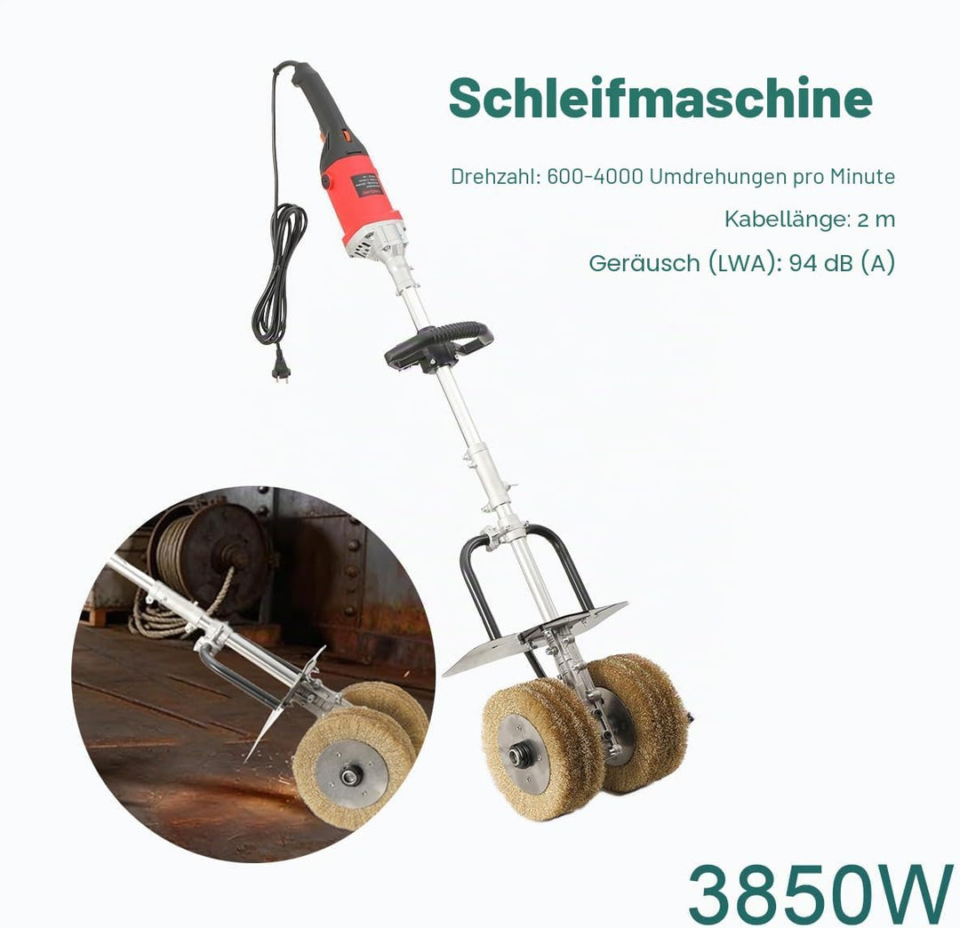 3850W Satiniermaschine, 6in1 Bürstenschleifer Leistungsstarker Walzenschleifer mit 2 XXL-Stahlbürste