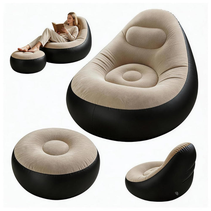 Aufblasbares Sofa mit Fusshocker, Aufblasbarer Sitzsack, Aufblasbares Stuhl Sofa, Luftsofa Aufblasba
