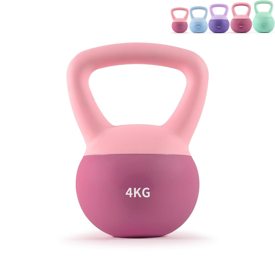 Soft Kettlebell 4-12kg - Bodenschonend und Leise, Eisensand-Kugelhantel mit ergonomischem Griff für
