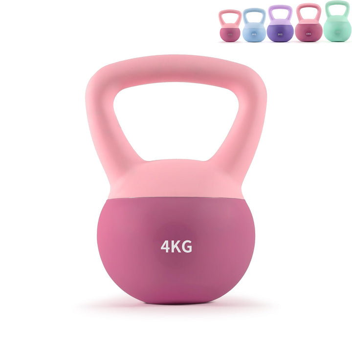 Soft Kettlebell 4-12kg - Bodenschonend und Leise, Eisensand-Kugelhantel mit ergonomischem Griff für