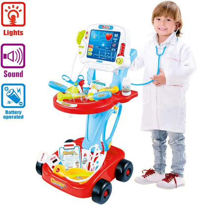 deAO Toys Little Doctor tragbares Krankenhaus-Spielset für Kinder, für Rollenspiele, mit