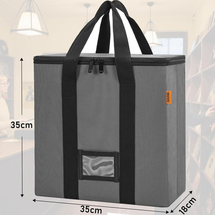 OUUTMEE Vinyl-Schallplatten-Aufbewahrungsbox mit Reissverschlüsse, Klappbare Plattenkoffer für LP-Sc