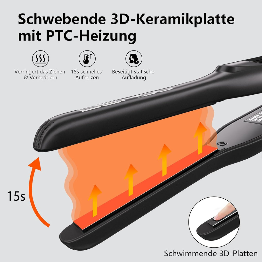 DSHOW Mini Glätteisen, Glätteisen für kurze haare, locken und glätten 2 in 1, Bart und pony, alle Ha