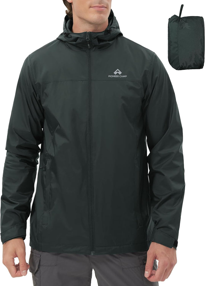Pioneer Camp Herren Regenjacke Wasserdicht Atmungsaktiv Leichte Winddicht Windbreaker Packbare Outdo