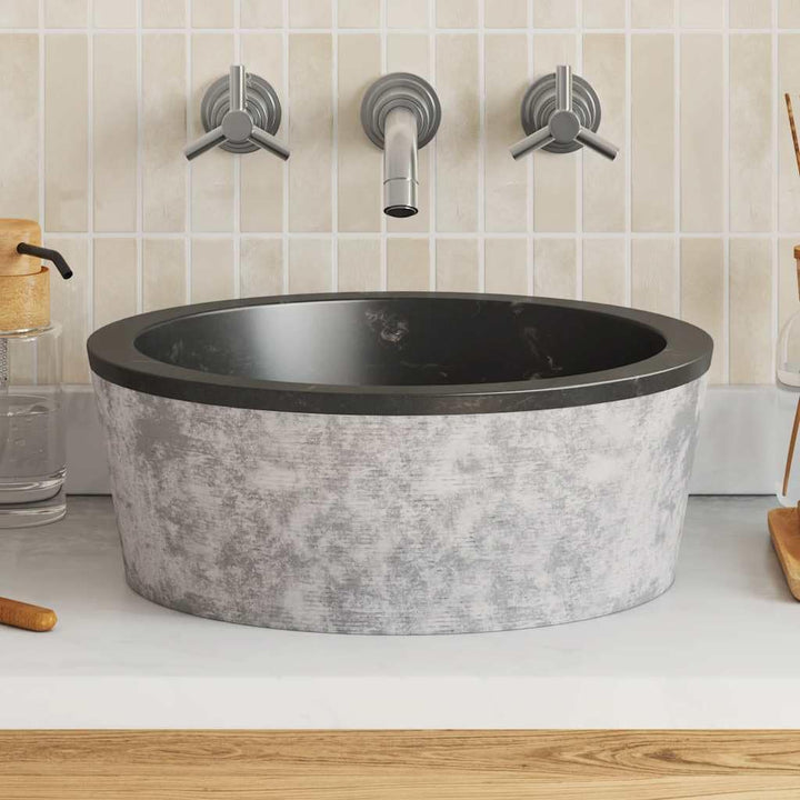 vidaXL Waschbecken Aufsatzwaschbecken Waschtisch Waschplatz Waschschale Handwaschbecken Naturstein B