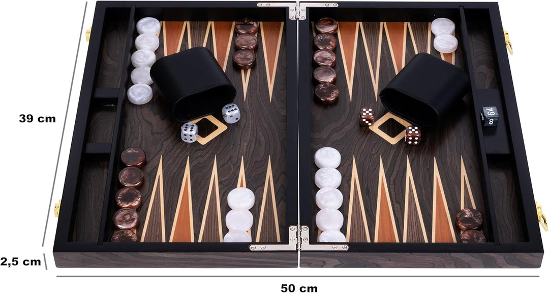 Engelhart- 250544 - Luxus-Backgammon 15 Zoll – Ebenholzfurnier lackiert – braun 15 Zoll Ebenholz Bra