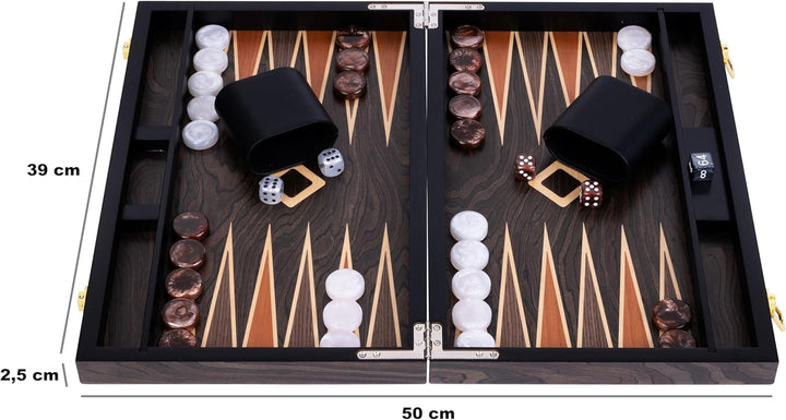 Engelhart- 250544 - Luxus-Backgammon 15 Zoll – Ebenholzfurnier lackiert – braun 15 Zoll Ebenholz Bra