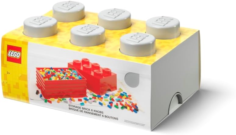 Room Copenhagen LEGO Aufbewahrungsstein 6 Noppen Mittelgrau,Stapelbare Aufbewahrungsbox 8,47 l mit D