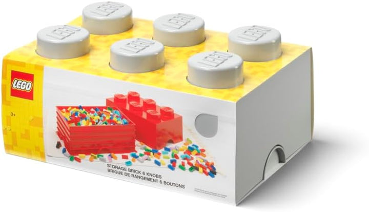 Room Copenhagen LEGO Aufbewahrungsstein 6 Noppen Mittelgrau,Stapelbare Aufbewahrungsbox 8,47 l mit D