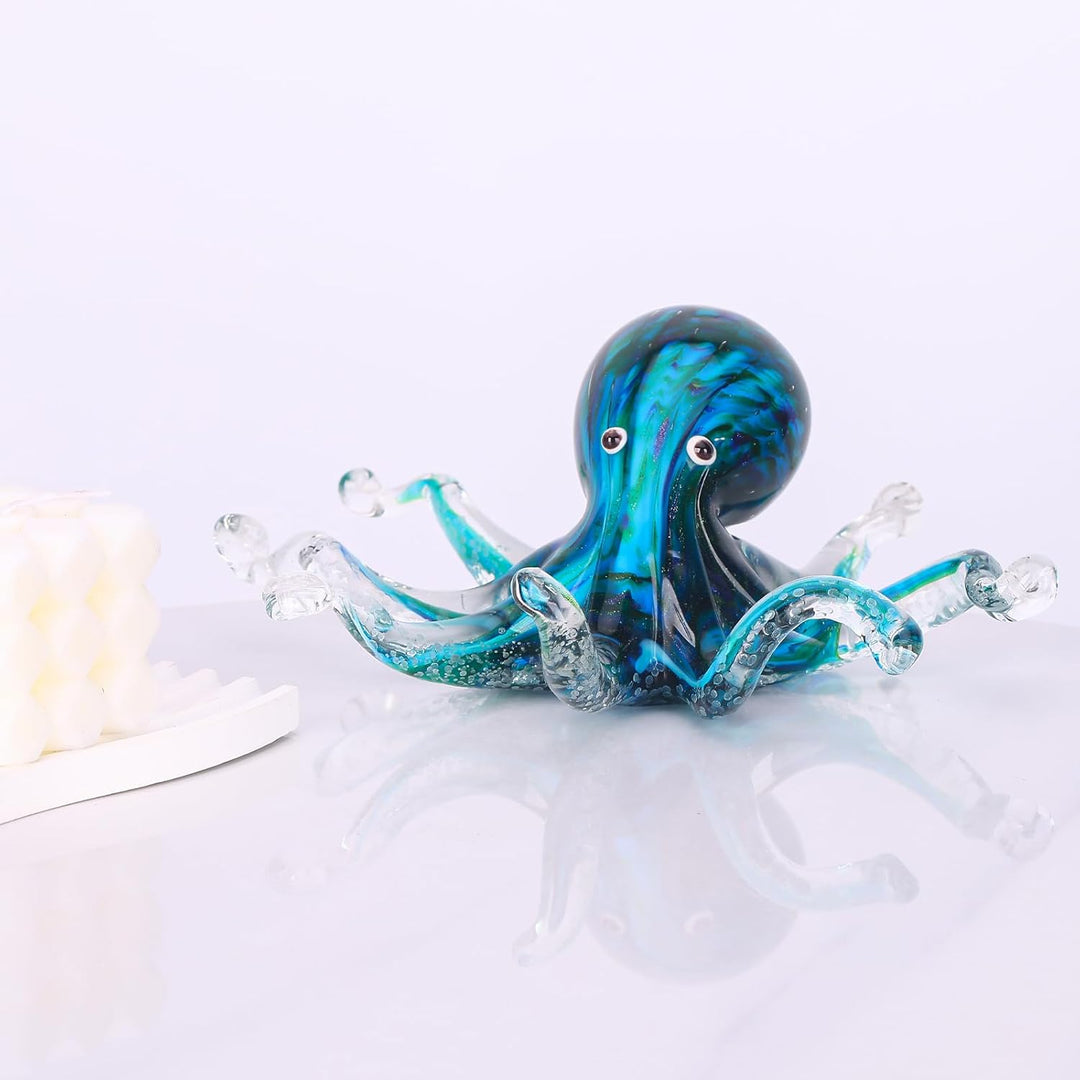 LCCCK Glas-Oktopus-Statue, Heimdekoration, mundgeblasenes Glasdekor, Ozean-Figuren, Oktopus-Skulptur