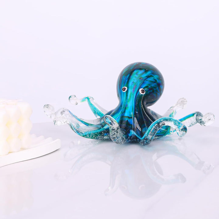 LCCCK Glas-Oktopus-Statue, Heimdekoration, mundgeblasenes Glasdekor, Ozean-Figuren, Oktopus-Skulptur