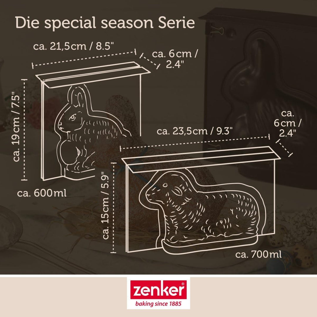 Zenker Osterbackformen-Set Special Season, hochwertige Hasenform, Mini-Lammform aus Stahlblech, Back