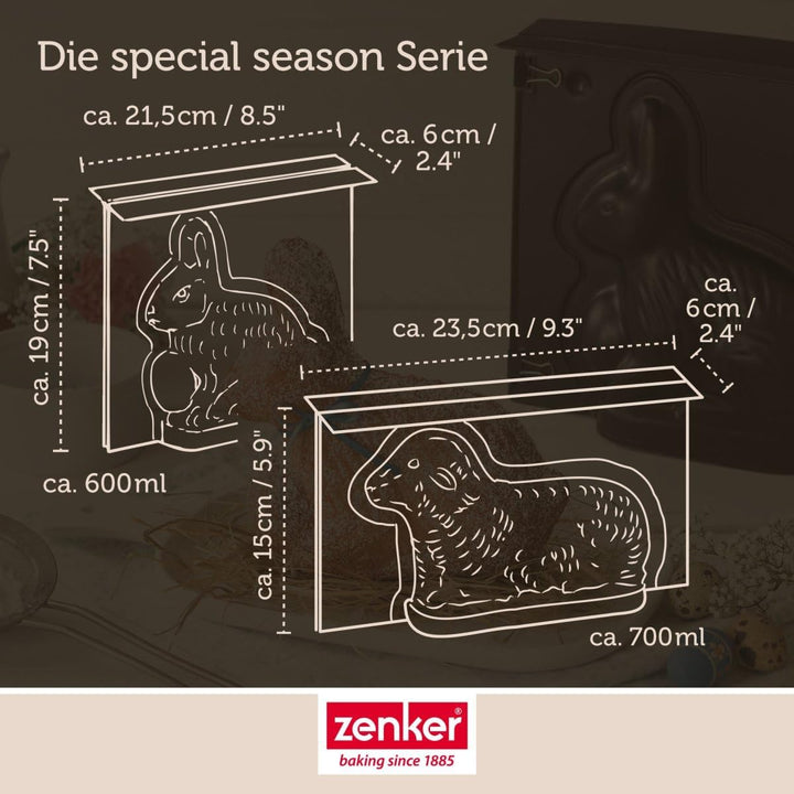 Zenker Osterbackformen-Set Special Season, hochwertige Hasenform, Mini-Lammform aus Stahlblech, Back