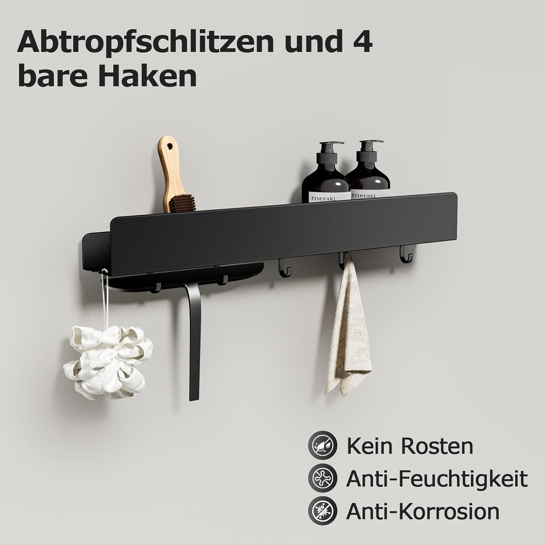 REKITA Duschablage ohne Bohren, Badezimmer Organizer 50 cm, Duschablage Edelstahl mit 5 Abnehmbaren