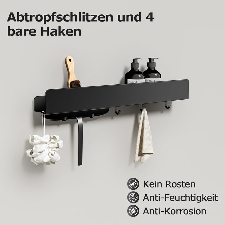 REKITA Duschablage ohne Bohren, Badezimmer Organizer 50 cm, Duschablage Edelstahl mit 5 Abnehmbaren