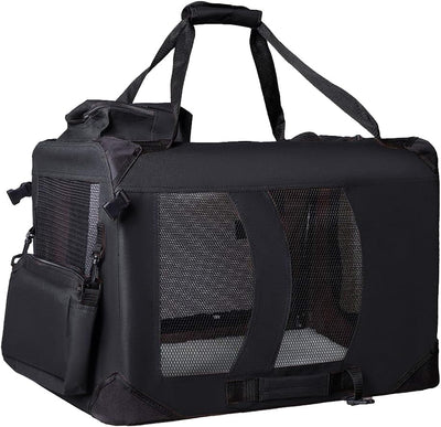 Zedelmaier Faltbare Hundebox Transportbox Hundekäfig Kleintiertasche (L - 51 x 70 x 50cm, Schwarz) L