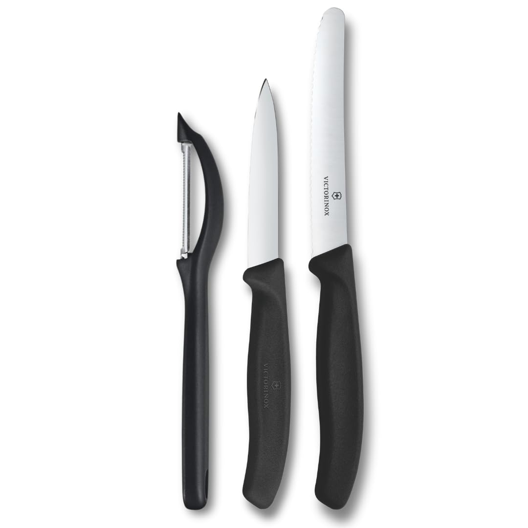 Victorinox, Swiss Classic, Profi Gemüsemesser-Set mit Schäler, 3-teilig, , Robuster Kunststoffgriff,