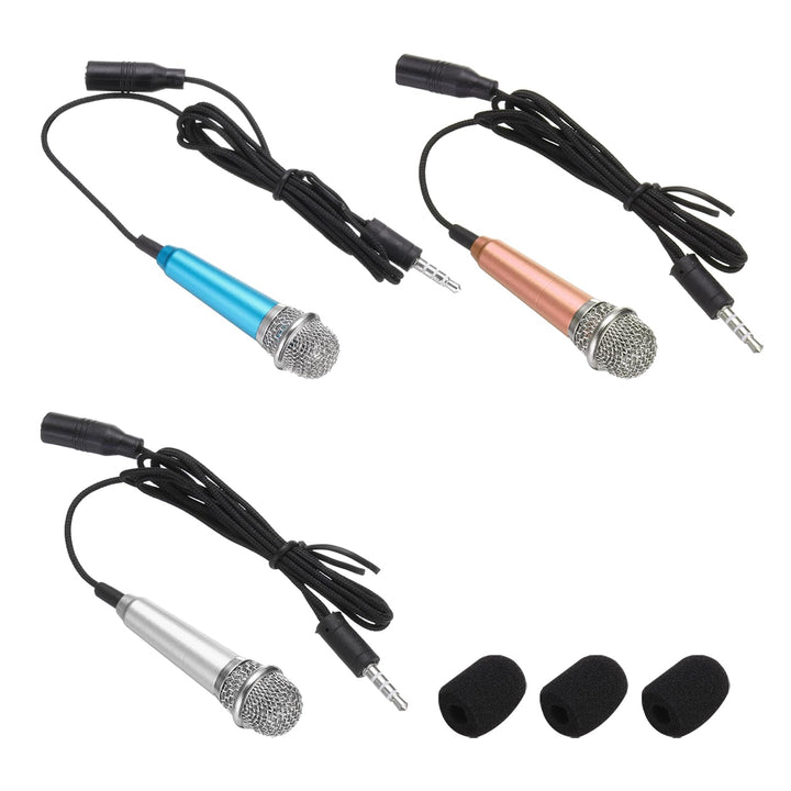 QUARKZMAN 3 Stück Mini Mikrofon Winziges Microphone Telefonmikrofon Kleines Karaoke Mikrofon mit Sch