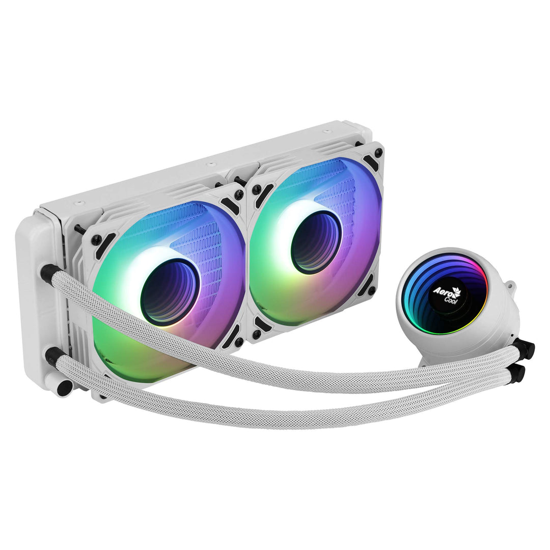 AeroCool MIRAGEL240W, CPU-Flüssigkeitskühlung, 2x12cm ARGB-Lüfter, TDP 400W, Weiss, MIRAGEL240W
